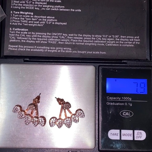 Unsigned Waterdrop Ear Jacket Rhinestones Rose Gold-tone Drop  Earrings - Picture 12 of 13